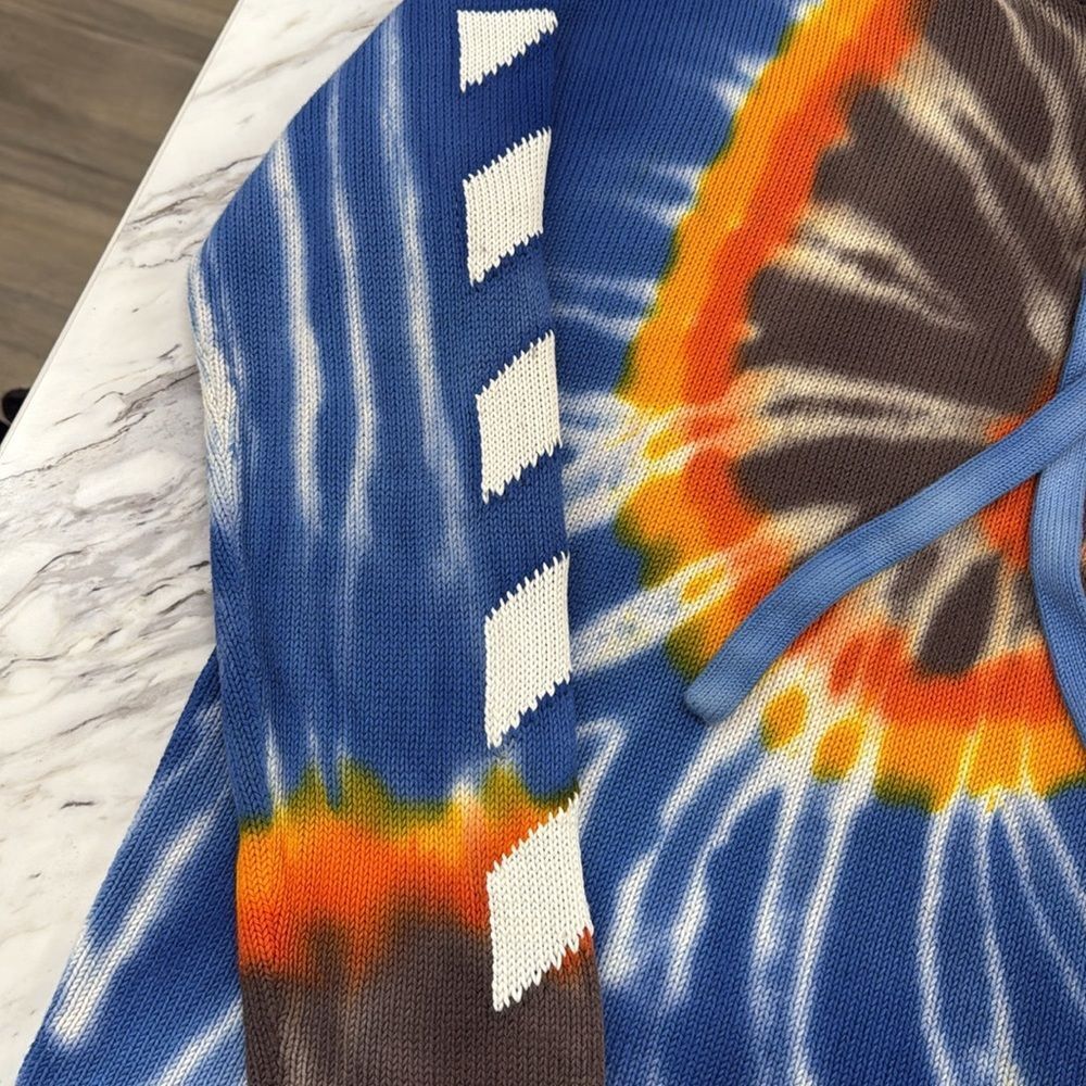 Off-White Tie-Dye Multicolor Knit Mens Hoodie - Picture 5 of 11